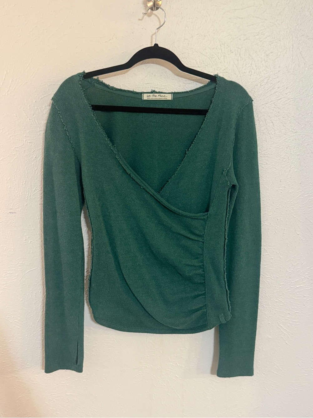 We The Free Deep Green Wrap Long-Sleeve Top